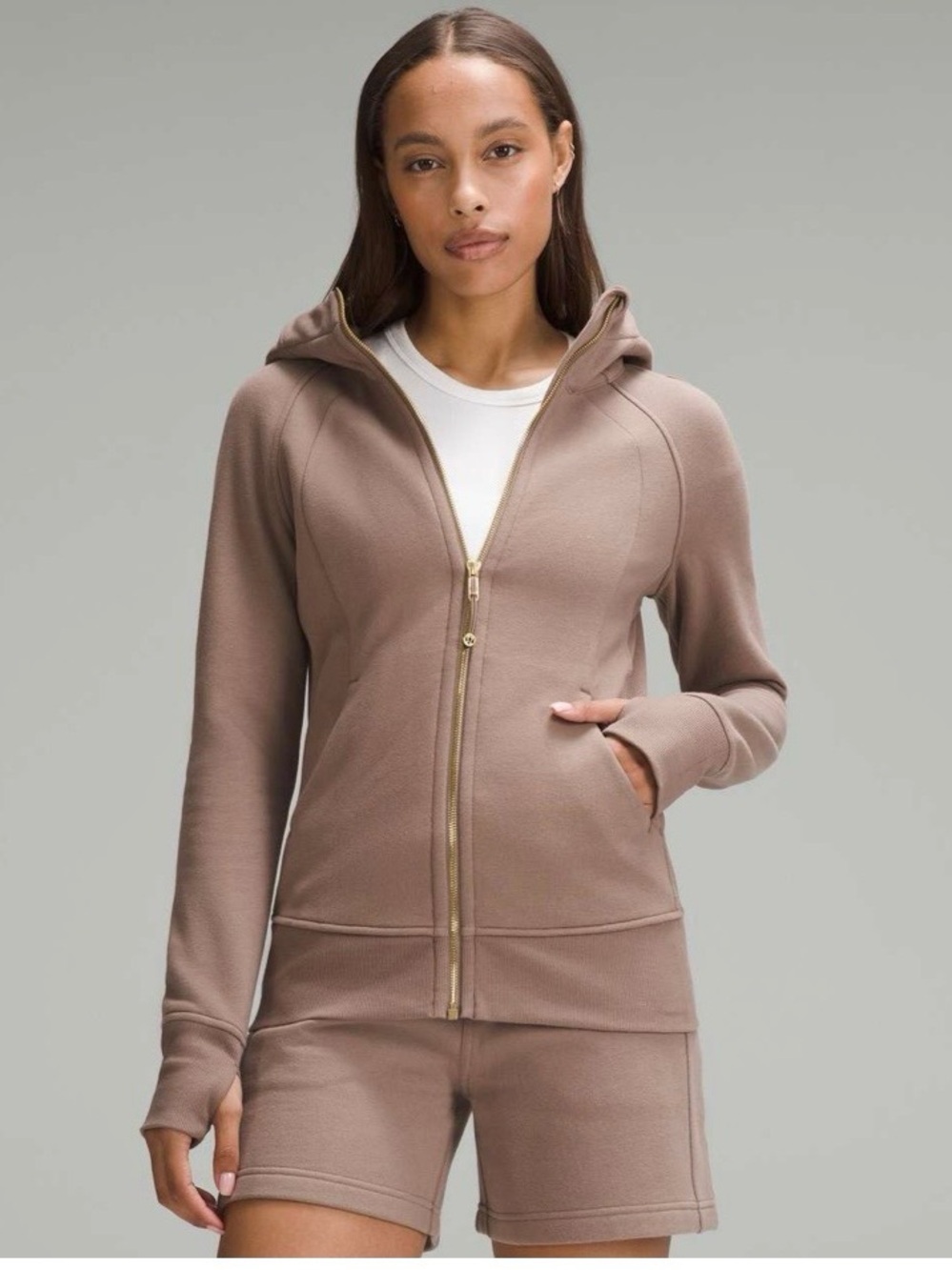 Lululemon Scuba Full-Zip Hoodie Taupetastic Gold Size 8